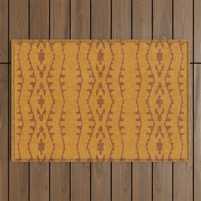 Country Western Pattern in Yellow Outdoor Rug Gallery Image 1