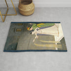     Painting. Recreation. Lovers playing with fireworks. Painted on paper Rug Gallery Image 1