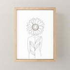 Minimalistic Line Art of Woman with Sunflower Mini Art Print Gallery Image 1