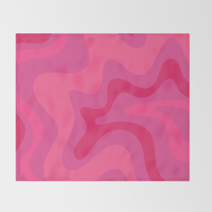 Hot Pink Maximalist Retro Liquid Swirl Abstract Pattern Square Throw Blanket Gallery Image 2