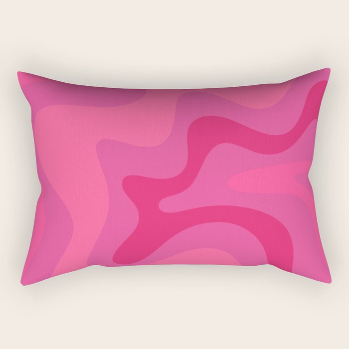 Hot Pink Maximalist Retro Liquid Swirl Abstract Pattern Square Rectangular Pillow Gallery Image 1