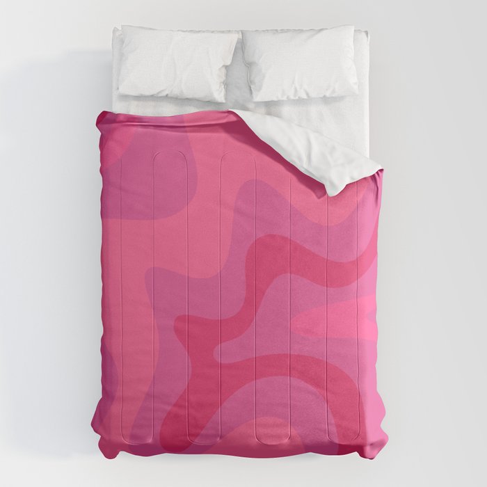Hot Pink Maximalist Retro Liquid Swirl Abstract Pattern Square Comforter Gallery Image 6