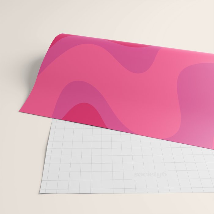 Hot Pink Maximalist Retro Liquid Swirl Abstract Pattern Square Wrapping Paper Gallery Image 2