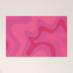 Hot Pink Maximalist Retro Liquid Swirl Abstract Pattern Square Welcome Mat Gallery Image 1