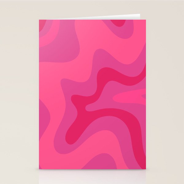 Hot Pink Maximalist Retro Liquid Swirl Abstract Pattern Square Stationery Card Gallery Image 2