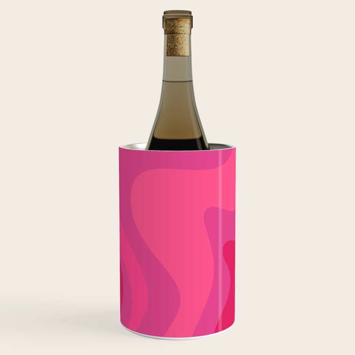 Hot Pink Maximalist Retro Liquid Swirl Abstract Pattern Square Wine Chiller Gallery Image 2