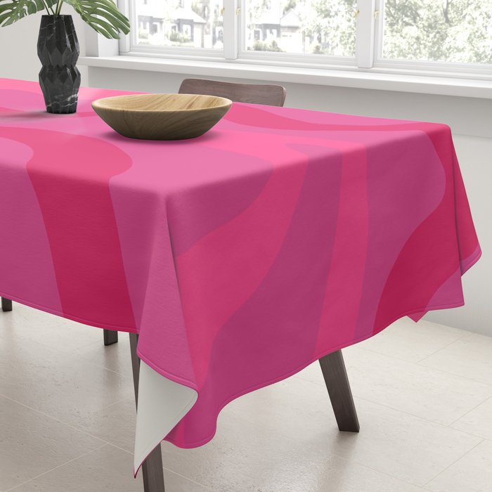 Hot Pink Maximalist Retro Liquid Swirl Abstract Pattern Square Tablecloth Gallery Image 3