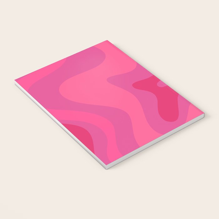 Hot Pink Maximalist Retro Liquid Swirl Abstract Pattern Square Notebook Gallery Image 3
