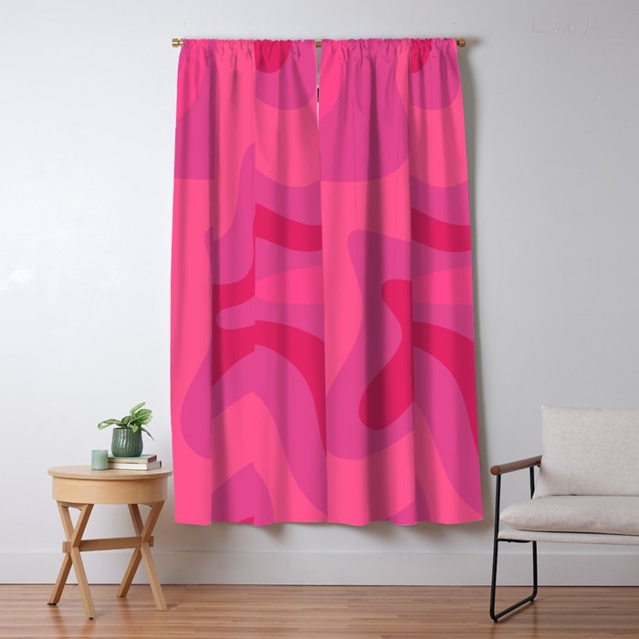 Hot Pink Maximalist Retro Liquid Swirl Abstract Pattern Square Window Curtain Gallery Image 5