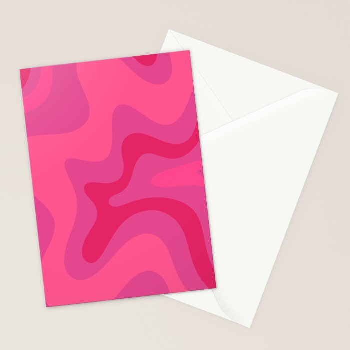 Hot Pink Maximalist Retro Liquid Swirl Abstract Pattern Square Stationery Card Gallery Image 2
