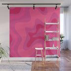 Hot Pink Maximalist Retro Liquid Swirl Abstract Pattern Square Wall Mural Gallery Image 1