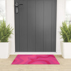Hot Pink Maximalist Retro Liquid Swirl Abstract Pattern Square Welcome Mat Gallery Image 3