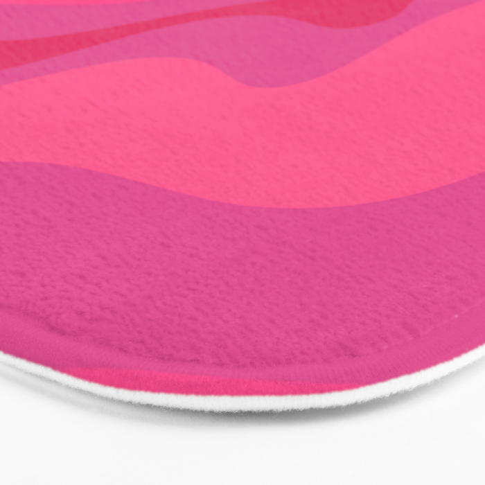 Hot Pink Maximalist Retro Liquid Swirl Abstract Pattern Square Bath Mat Gallery Image 3