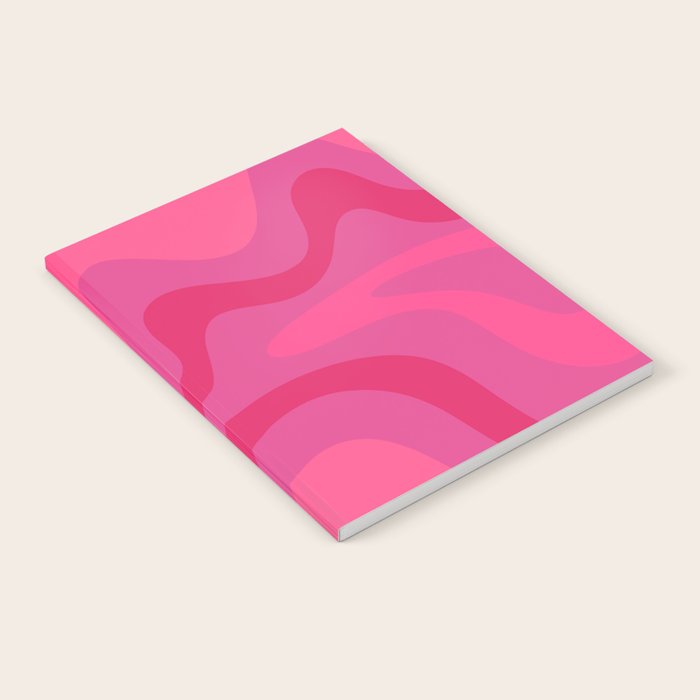 Hot Pink Maximalist Retro Liquid Swirl Abstract Pattern Square Notebook Gallery Image 2
