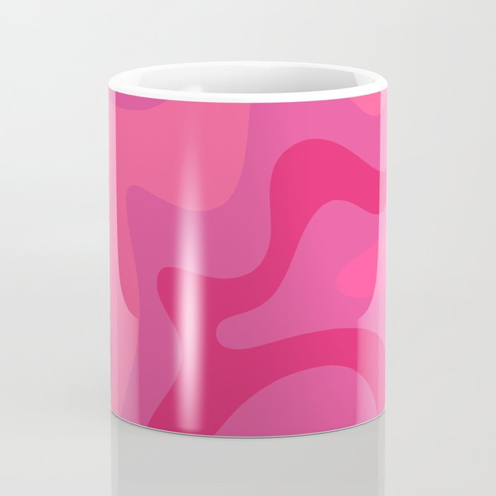Hot Pink Maximalist Retro Liquid Swirl Abstract Pattern Square Coffee Mug Gallery Image 4