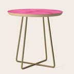 Hot Pink Maximalist Retro Liquid Swirl Abstract Pattern Square Side Table Gallery Image 1