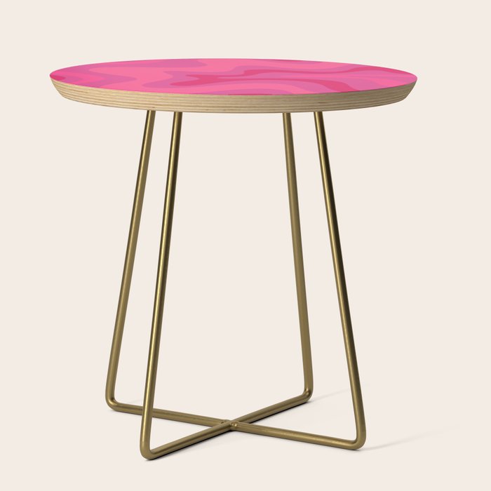 Hot Pink Maximalist Retro Liquid Swirl Abstract Pattern Square Side Table Gallery Image 1
