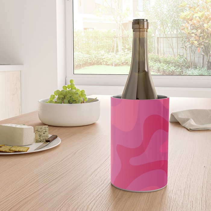 Hot Pink Maximalist Retro Liquid Swirl Abstract Pattern Square Wine Chiller Gallery Image 4