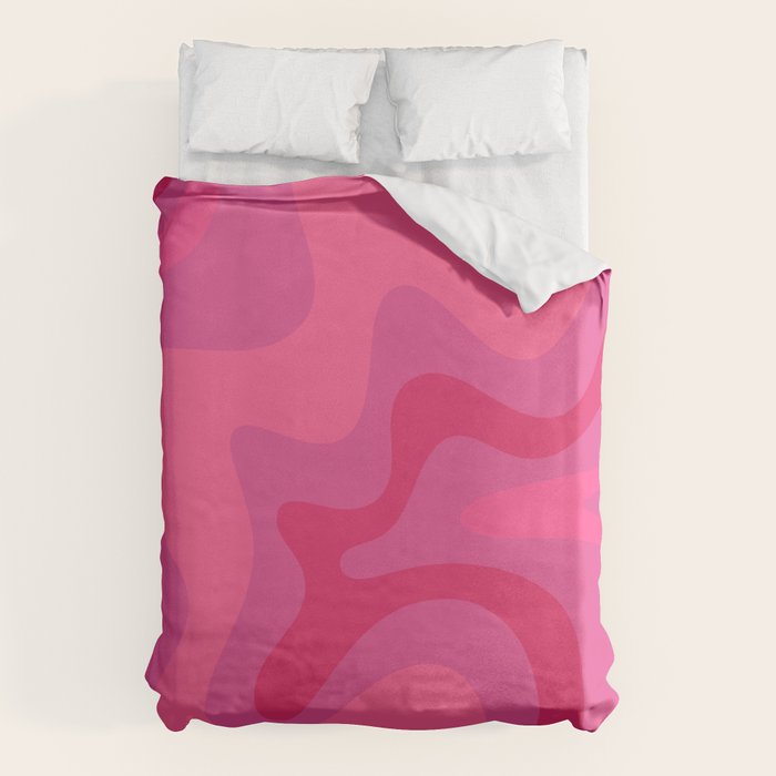 Hot Pink Maximalist Retro Liquid Swirl Abstract Pattern Square Duvet Cover Gallery Image 1