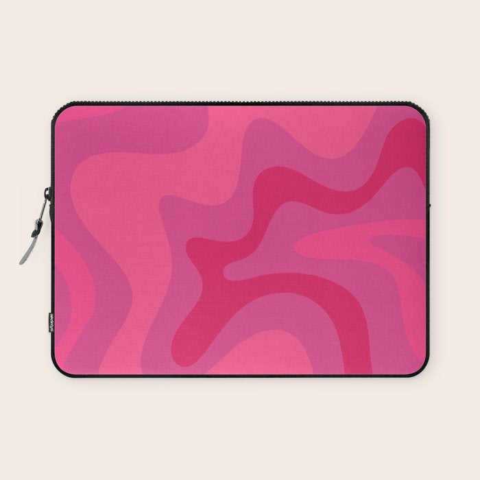 Hot Pink Maximalist Retro Liquid Swirl Abstract Pattern Square Laptop Sleeve Gallery Image 1