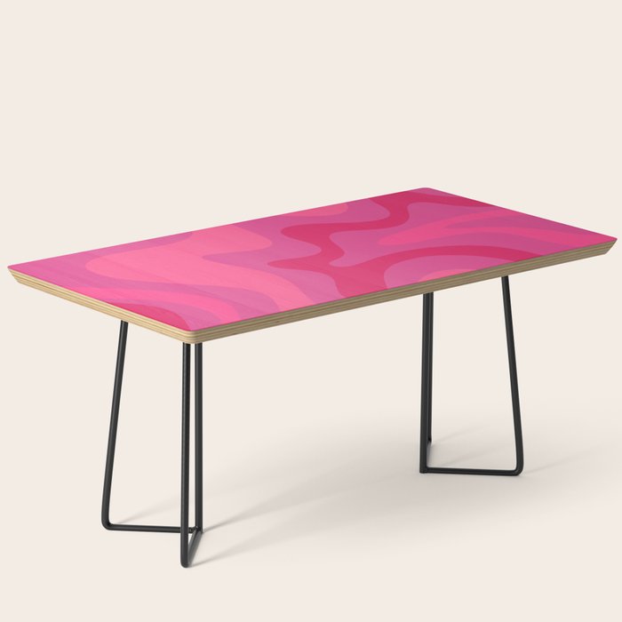 Hot Pink Maximalist Retro Liquid Swirl Abstract Pattern Square Coffee Table Gallery Image 1