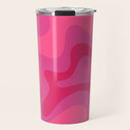 Hot Pink Maximalist Retro Liquid Swirl Abstract Pattern Square Travel Mug Gallery Image 1