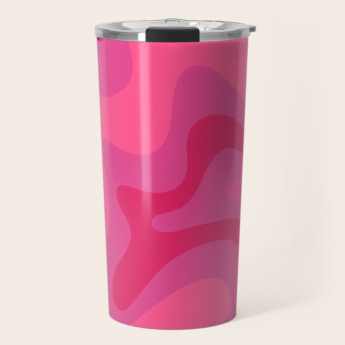 Hot Pink Maximalist Retro Liquid Swirl Abstract Pattern Square Travel Mug Gallery Image 1