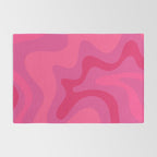 Hot Pink Maximalist Retro Liquid Swirl Abstract Pattern Square Rug Gallery Image 2