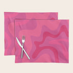 Hot Pink Maximalist Retro Liquid Swirl Abstract Pattern Square Placemat Gallery Image 1