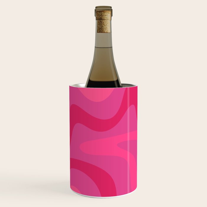 Hot Pink Maximalist Retro Liquid Swirl Abstract Pattern Square Wine Chiller Gallery Image 3