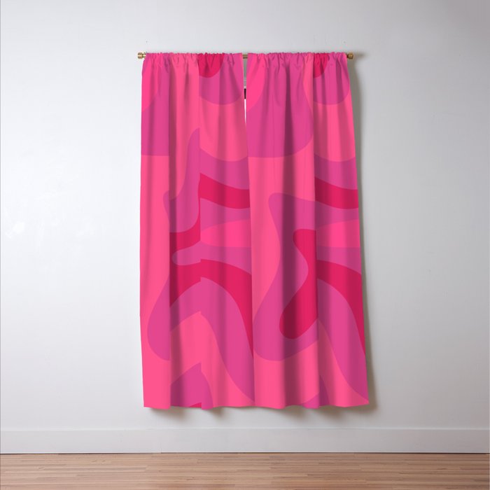Hot Pink Maximalist Retro Liquid Swirl Abstract Pattern Square Window Curtain Gallery Image 3