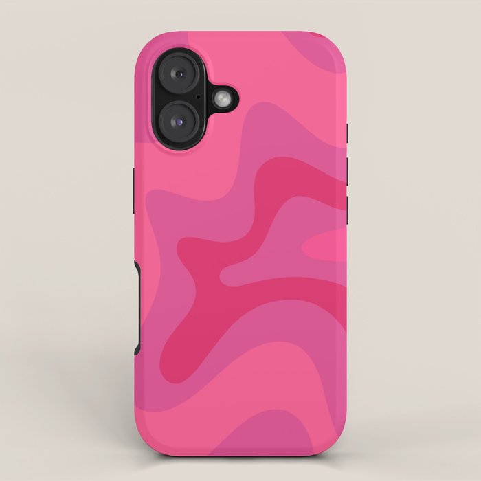 Hot Pink Maximalist Retro Liquid Swirl Abstract Pattern Square iPhone Case Gallery Image 1