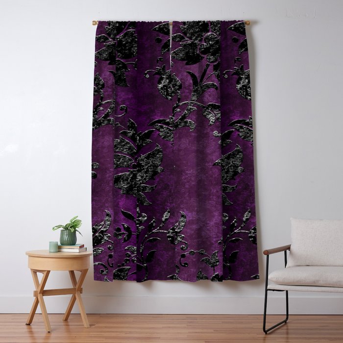 Embossed Black Velvet 04 Window Curtain Gallery Image 1