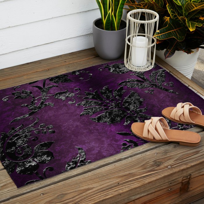 Embossed Black Velvet 04 Outdoor Rug Gallery Image 2