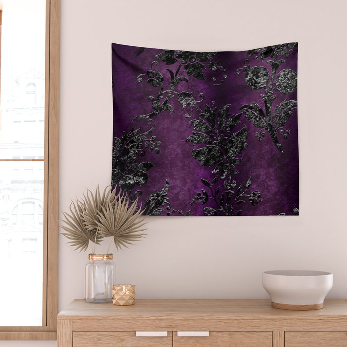 Embossed Black Velvet 04 Wall Tapestry Gallery Image 2