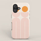 Mid Century Modern Geometric 43 in Coral Orange (Rainbow and Sun Abstraction) iPhone Case Gallery Image 1