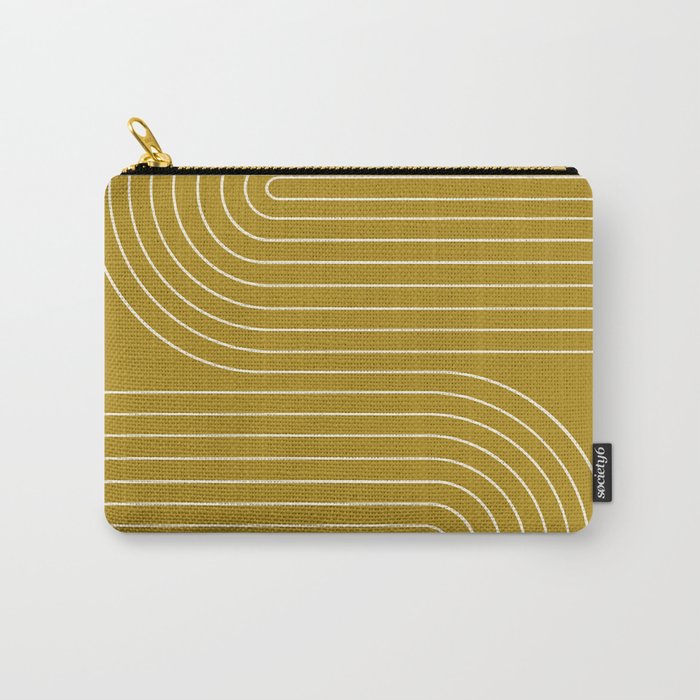 Minimal Line Curvature LXXVIII Golden Chartreuse Mid Century Modern Arch Abstract Carry All Pouch Gallery Image 1