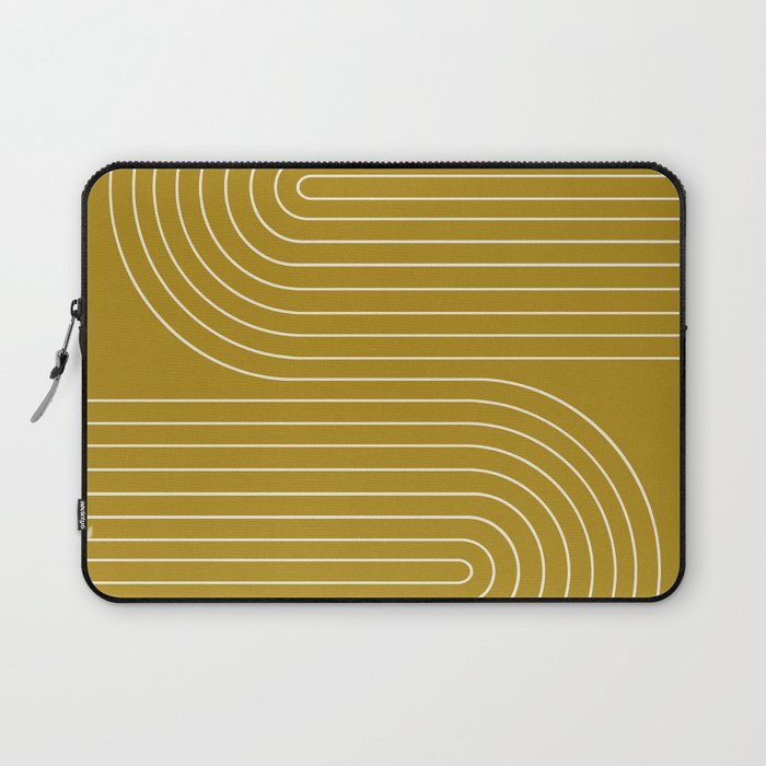 Minimal Line Curvature LXXVIII Golden Chartreuse Mid Century Modern Arch Abstract Laptop Sleeve Gallery Image 1