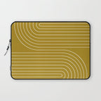 Minimal Line Curvature LXXVIII Golden Chartreuse Mid Century Modern Arch Abstract Laptop Sleeve Gallery Image 1