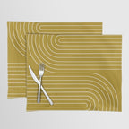 Minimal Line Curvature LXXVIII Golden Chartreuse Mid Century Modern Arch Abstract Placemat Gallery Image 1
