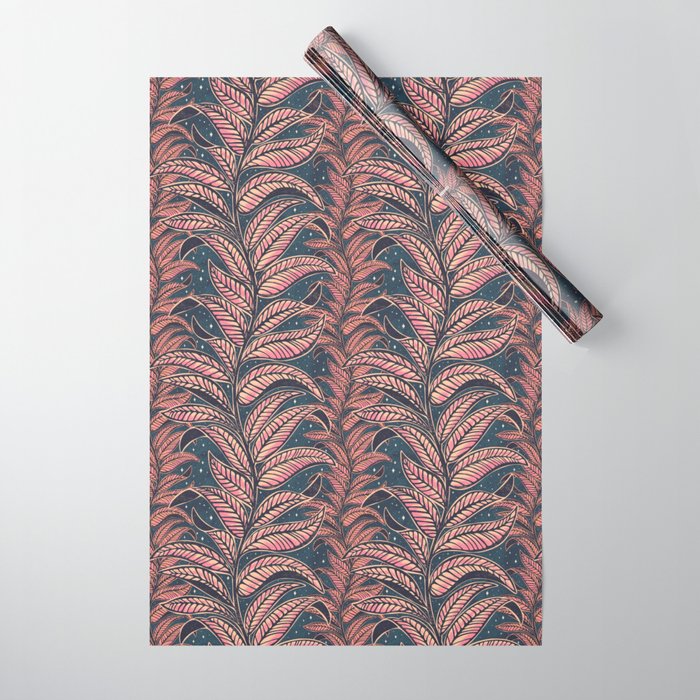 Magic Jungle Vine - midnight & peach Wrapping Paper Gallery Image 1