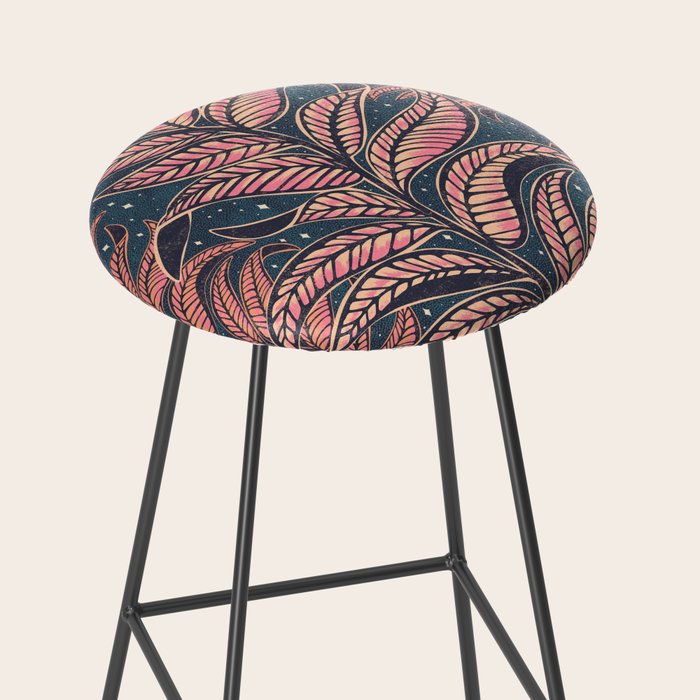 Magic Jungle Vine - midnight & peach Stool Gallery Image 2
