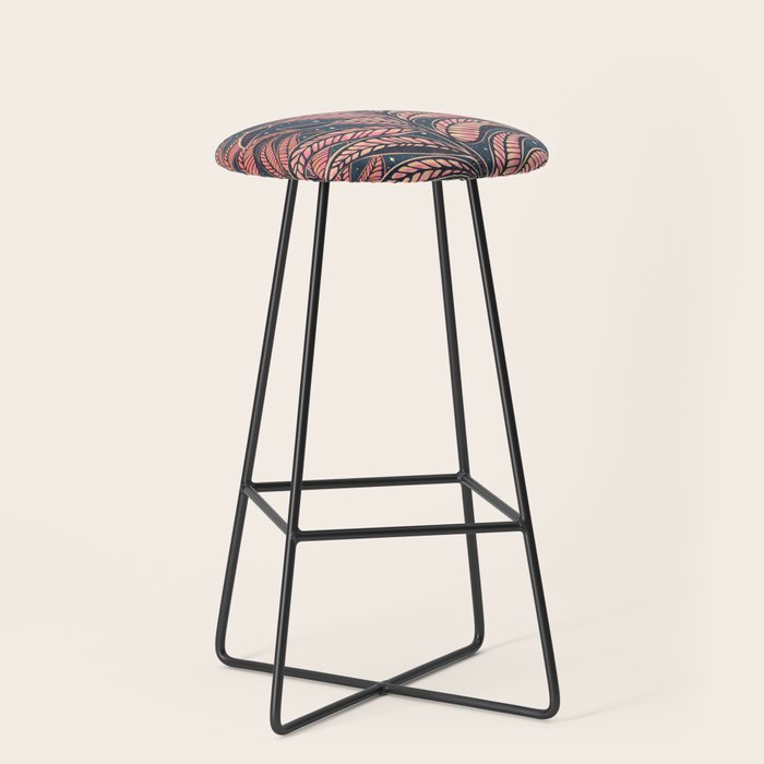 Magic Jungle Vine - midnight & peach Stool Gallery Image 1