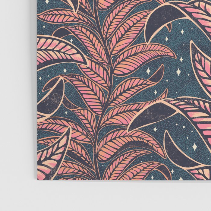 Magic Jungle Vine - midnight & peach Poster Gallery Image 3
