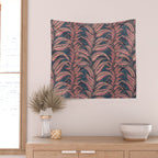 Magic Jungle Vine - midnight & peach Wall Tapestry Gallery Image 2