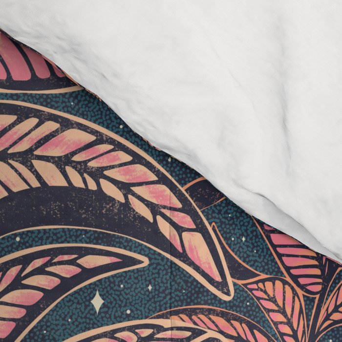 Magic Jungle Vine - midnight & peach Comforter Gallery Image 4