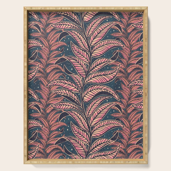 Magic Jungle Vine - midnight & peach Serving Tray Gallery Image 1