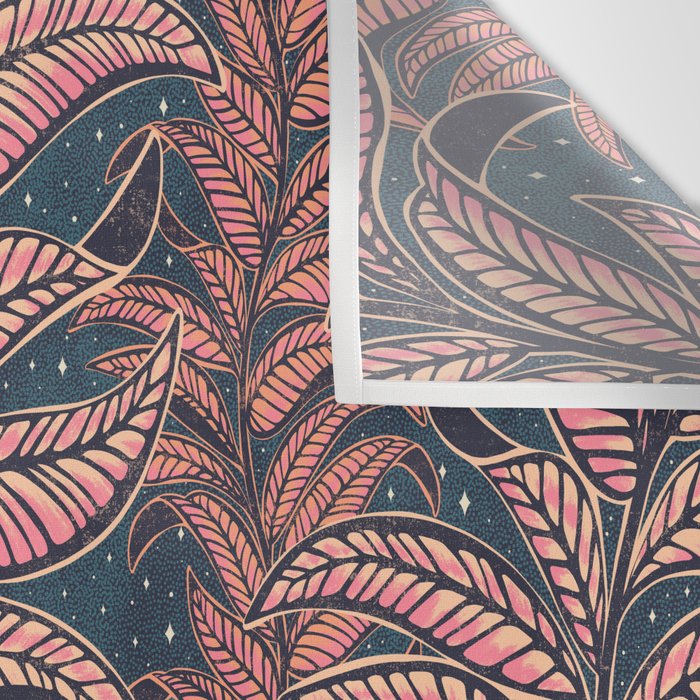 Magic Jungle Vine - midnight & peach Wall Tapestry Gallery Image 3