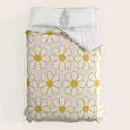 Cheerful Retro Daisy Flowers Pattern in Pale Pink and Mustard Comforter Gallery Image 6