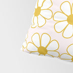 Cheerful Retro Daisy Flowers Pattern in Pale Pink and Mustard Pillow Sham Gallery Image 4